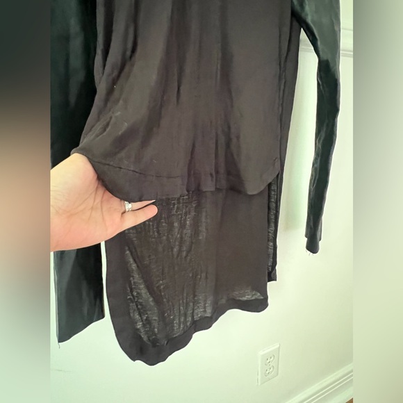 BCBGeneration NEW with tags NWT black synthetic leather sleeves top shirt BCBG - Picture 5 of 12